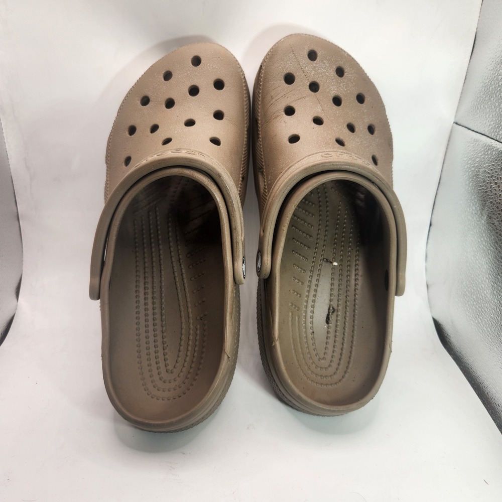 Crocs Classic Clog Mens Size 11 Khaki Tan Slip On Comfort Shoes 10001